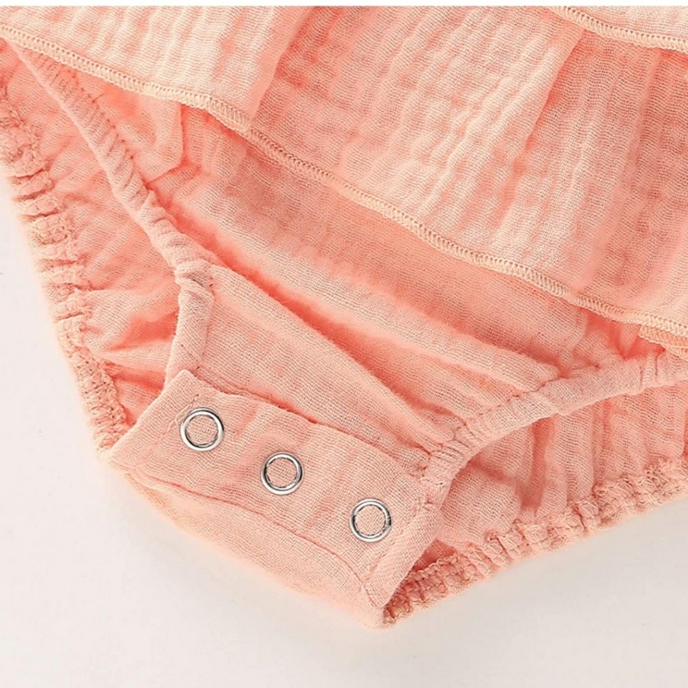 Peach baby girl cotton romper - Picture 4 of 6